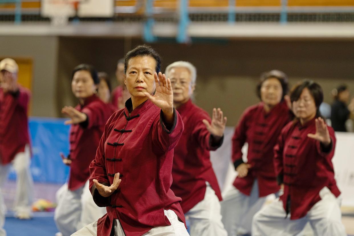 Taijiquan practitioners in traditional dress at the Open Tournament